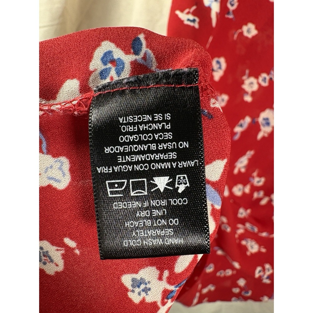 Pleione Top Women Sz M Red Multicolor Floral Casual Career Shirt Cap Sleeve READ - Picture 7 of 10